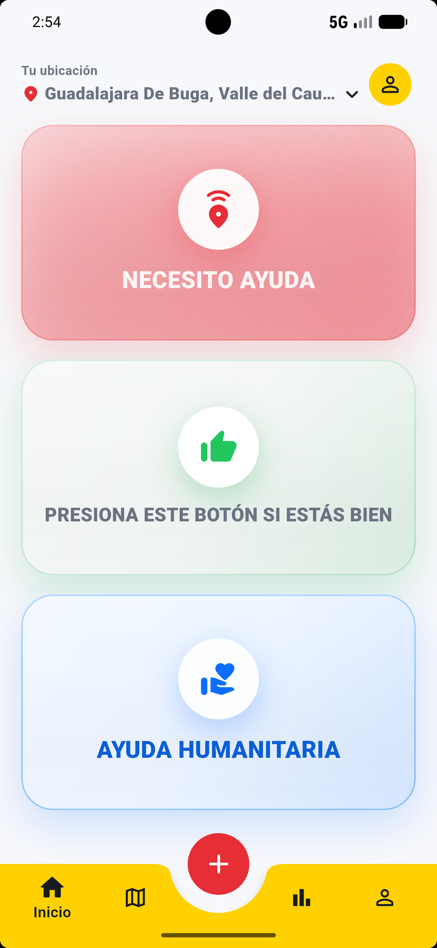 Pantalla principal de la aplicacion SOS