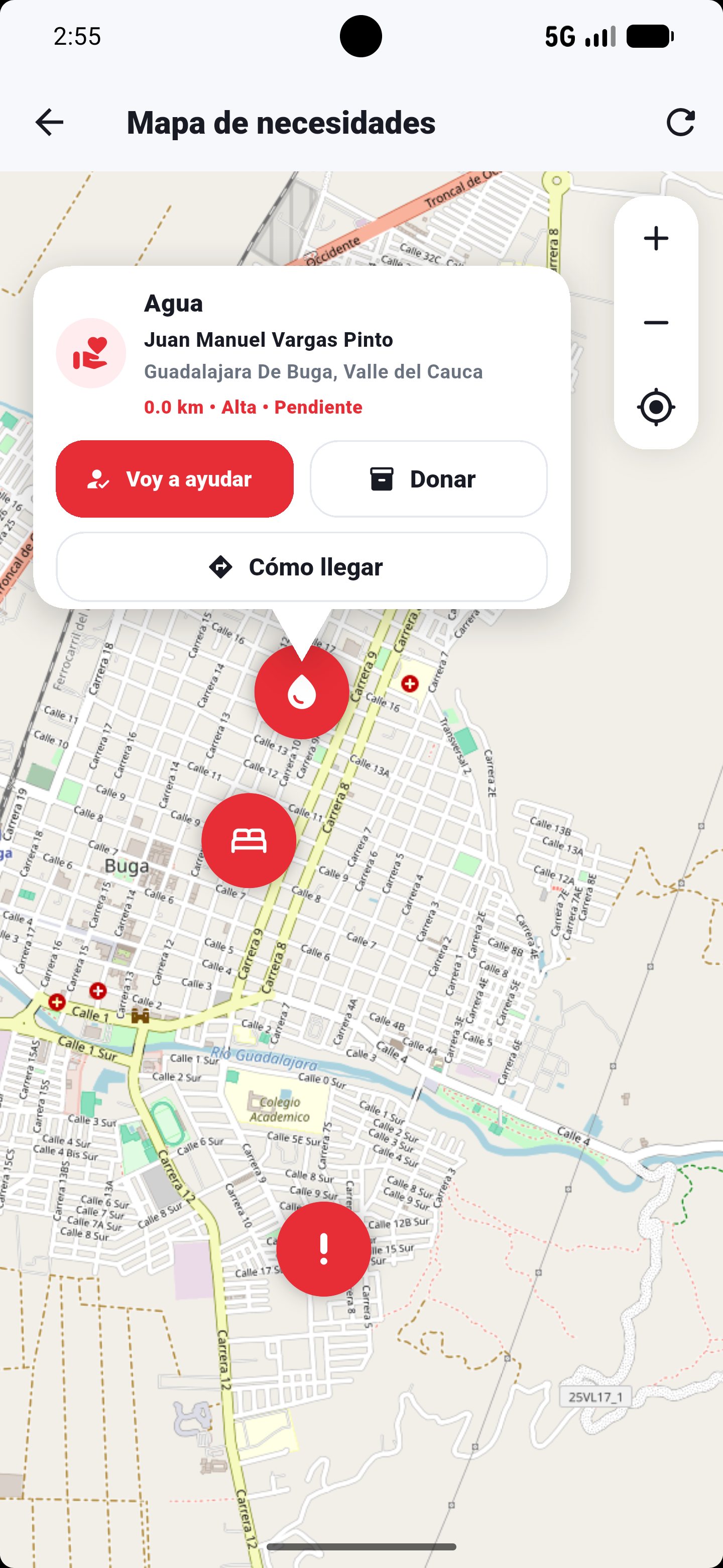 Mapa de necesidades de la aplicacion SOS